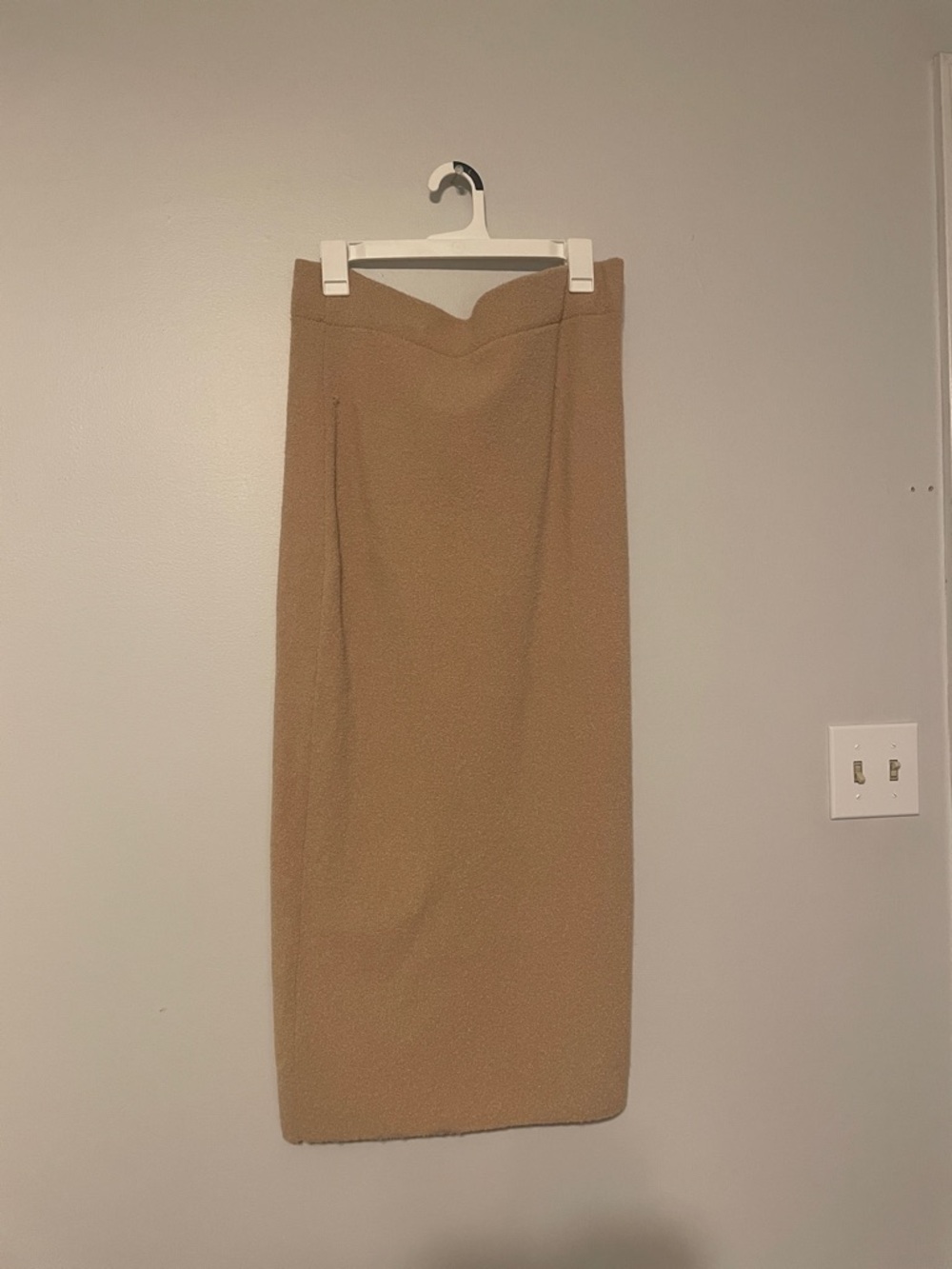New with Tags High-Waist Camel Bodycon Midi Skirt